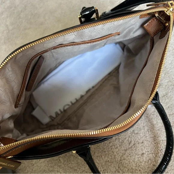 New Michael Kors Aubrey Large Satchel Brown/Luggage women’s bag